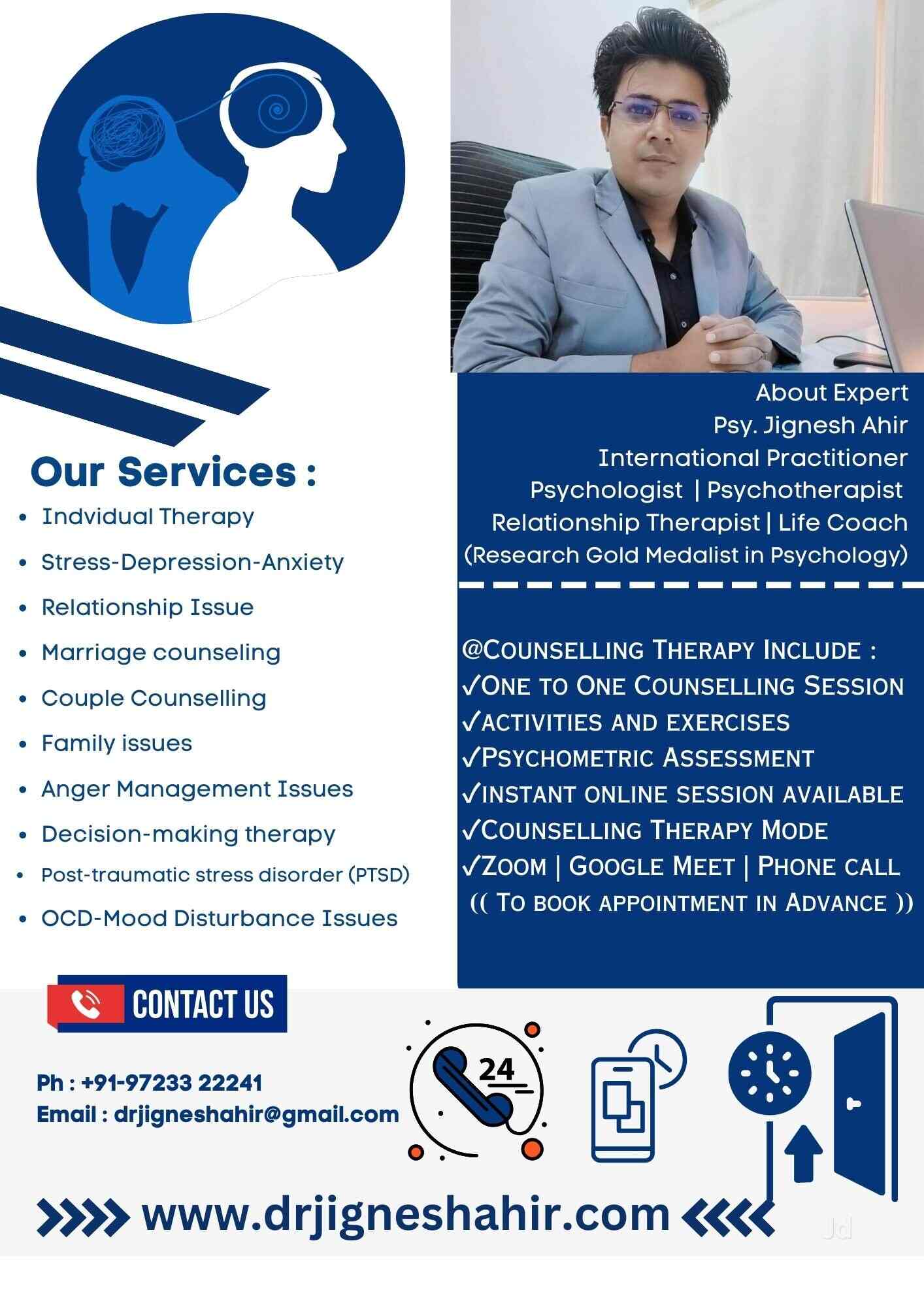 Dr Jignesh Ahir Psychologist in Nikol Gam,Ahmedabad Best Psychologist Doctors in Ahmedabad