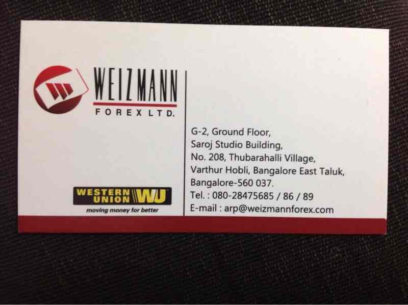 Weizmann Forex Ltd Reviews Whitefield Main Road Bangalore 17 - 
