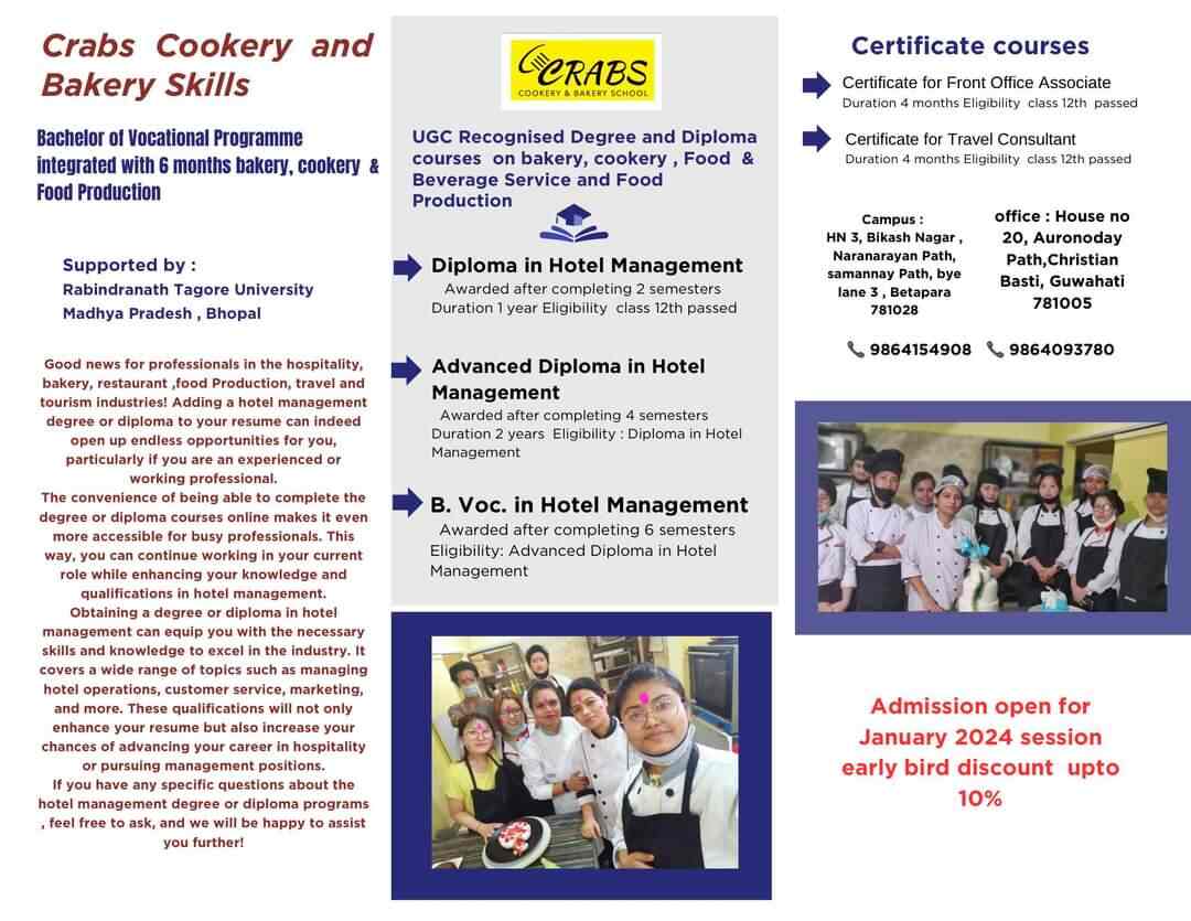 Crabs Cookery And Bakery Skills in Christian Basti,Guwahati Best