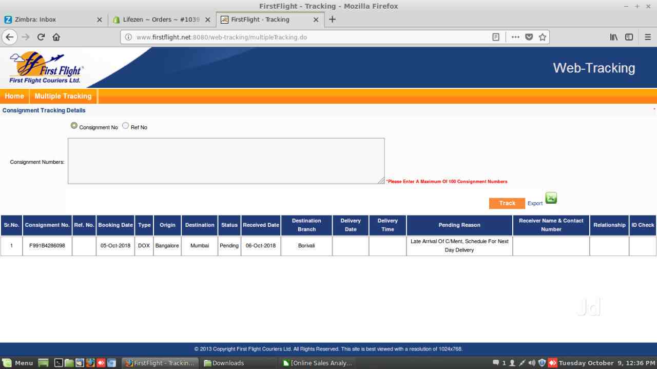 First Flight Couriers Ltd Customer Care Reviews Mumbai 332
