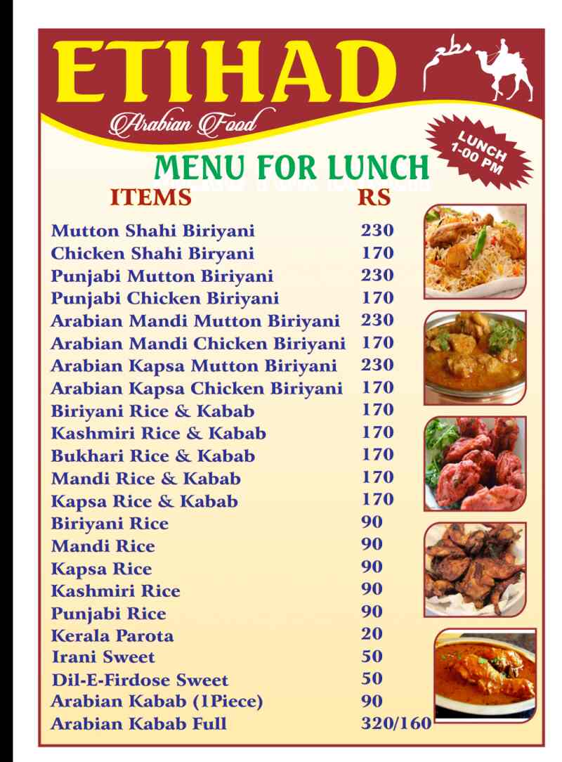 Many of the dishes in the cuisine of arabia use dried fruits in them as well. Arabian Cuisine Menu : Etihad The New Arabian Restaurant Siddique Nagar Mysore Biryani Arabic Multicuisine Non Veg Thali Cuisine Restaurant Justdial